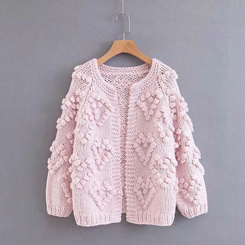 Super chic jumper pink christmas cardigan autumn winter outwear casual special 3D flower cashmere women white sweaters