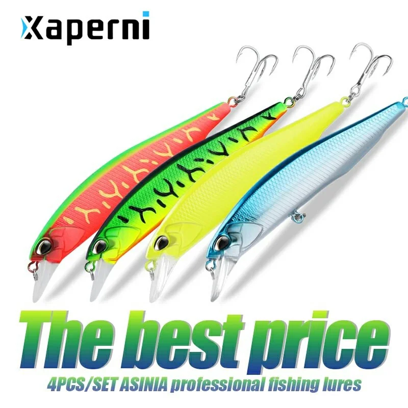 ASINIA Best price 4pcs each set 10cm 15g depth0.8-1.5m hot model fishing lures hard bait minnow quality professional minnow