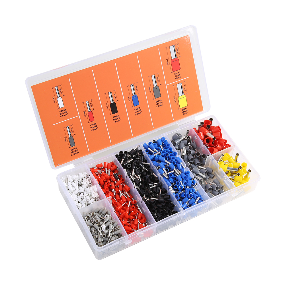 

1200pcs Tubular Terminal Wire Connection Crimp Insulated Tube Terminals Set, 501 Original