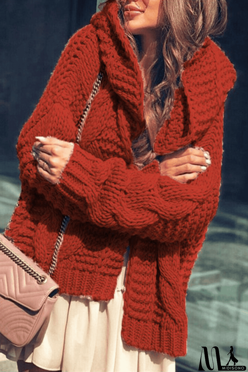 MidiSono - Casual Solid Split Joint Hooded Collar Tops