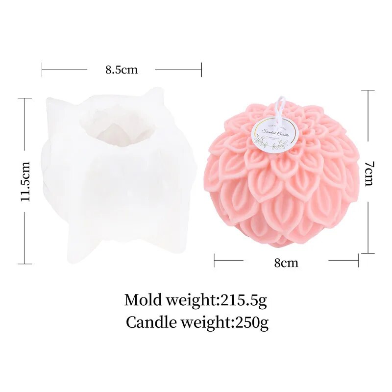 Flower ball Candle Silicone Mold DIY Lotus Petals Flowers Candle Making Tool Soap Resin Mold Valentine's Gifts Craft Home Decor
