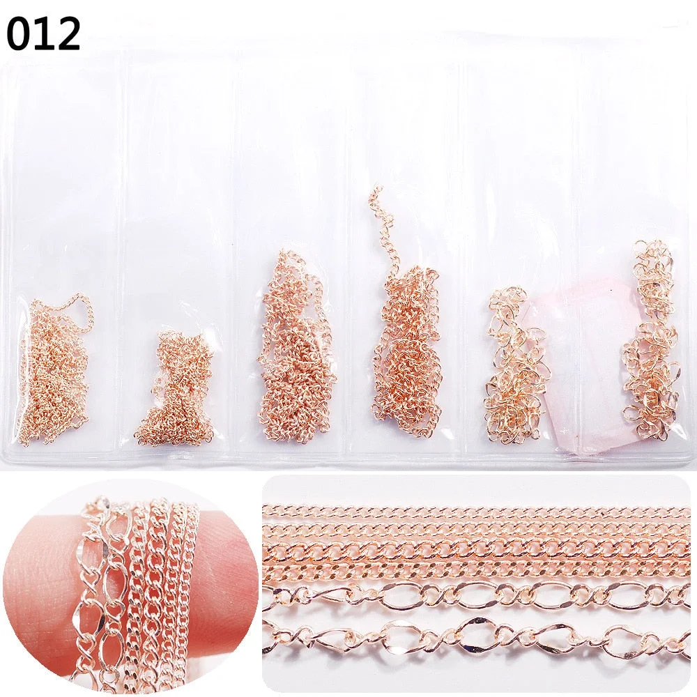50cm / Six / Bag New Color Mixed Fashion Nail Art Creative Decoration Chain DIY Nail Art Creation Accessories 3d Charms