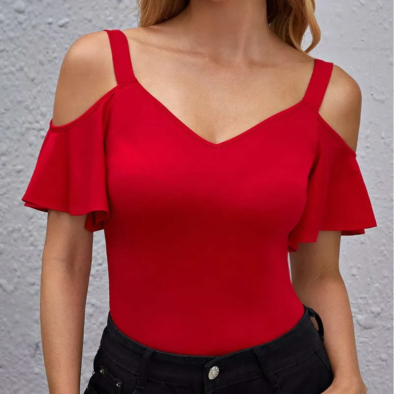 Brownm Elegant Ruffled Slim Fit Camisole Casual Blouses