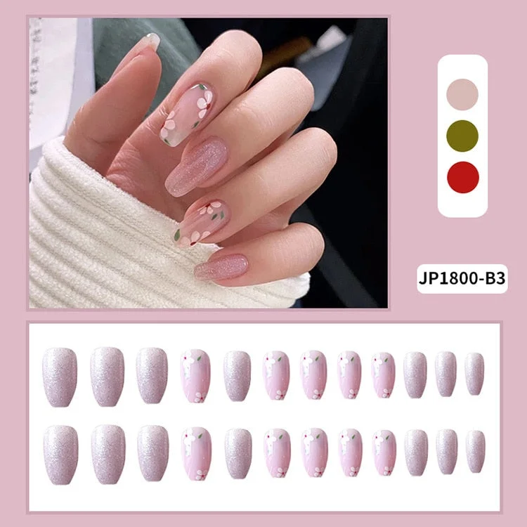 Fashion 24pc/set 10 Sizes Fake Nails Full Cover French False Nail Tips With Double-Sided Nail Adhesive Tab Press On Nails Art-Nail Inspo