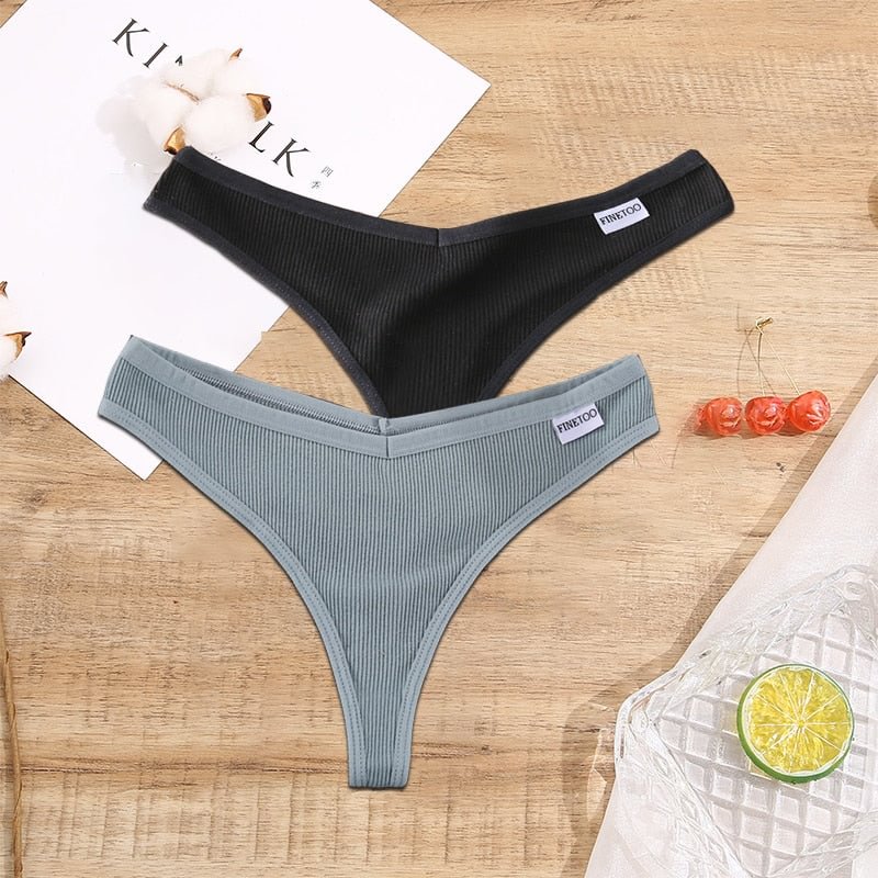 FINETOO 2/3PCS Women Lingerie Fruit Embroidery Panties G-string Sexy Low Rise Cotton Thongs Girl Underwear V-Waist Female Pantys