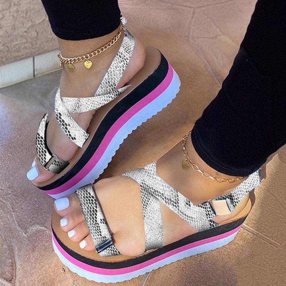platform velcro open toe platform color block sandals