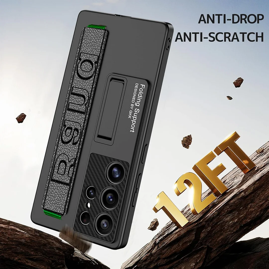 Suitable for S26 Ultra phone case, ultra-thin stand, elastic wrist strap, precision hole, shockproof protective case