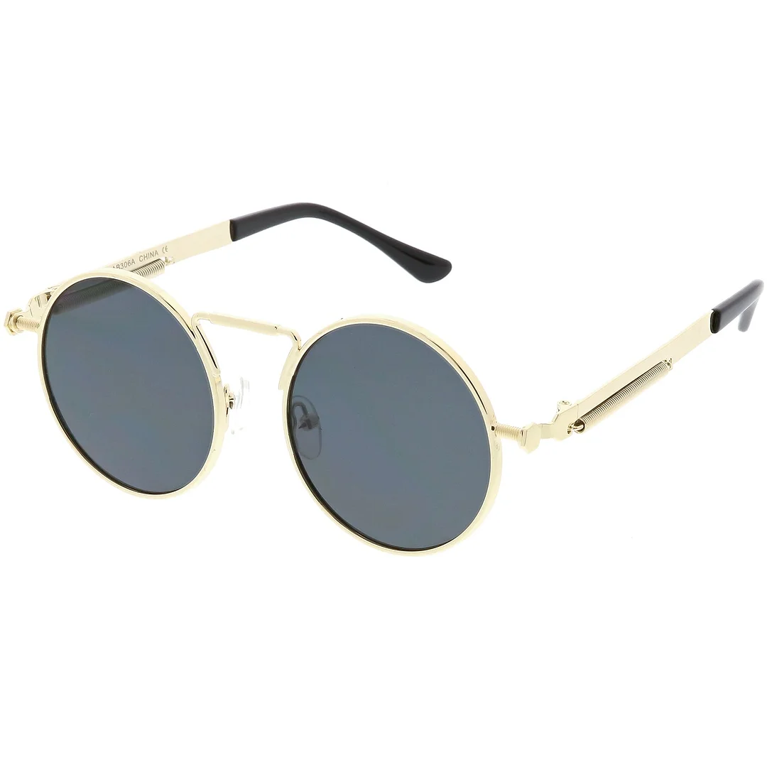 Modern Steampunk Circle glasses Unique Nose Piece Flat Lens 49mm