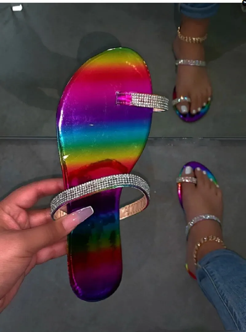 Slides Women Flip Flops Shoes Slippers Gemstone Rhinestones Shoes Sandals Ladies Slides Wild Diamond Slippers chanclas mujer