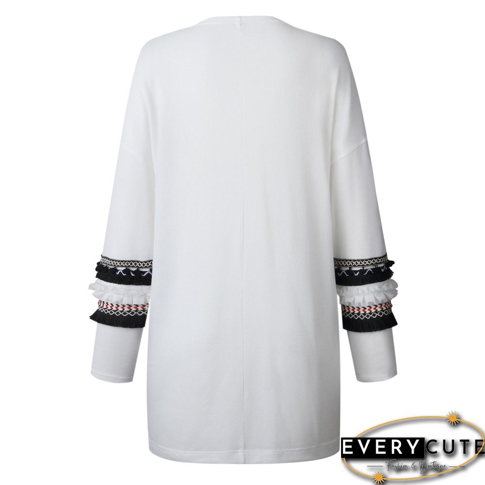 Front Open Long Sleeves Pocketed Cardigan Sweater