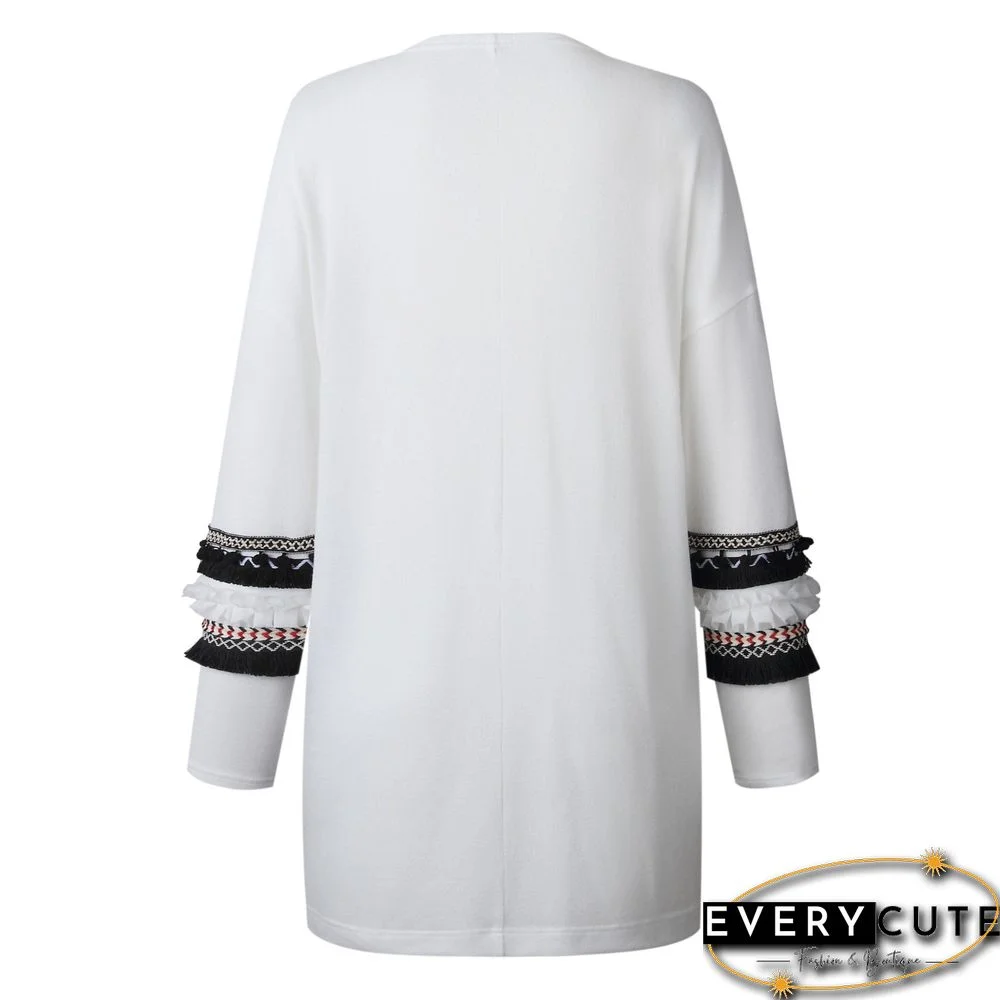 Front Open Long Sleeves Pocketed Cardigan Sweater