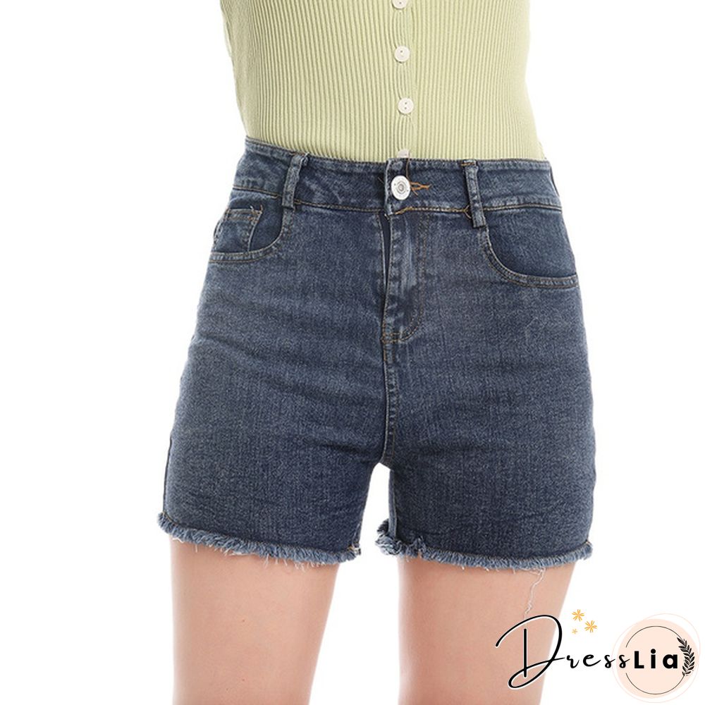 New Summer Women's Fashion Causal Stretchy Denim Shorts Jeans High Waist Shorts Washed Jeans Pants
