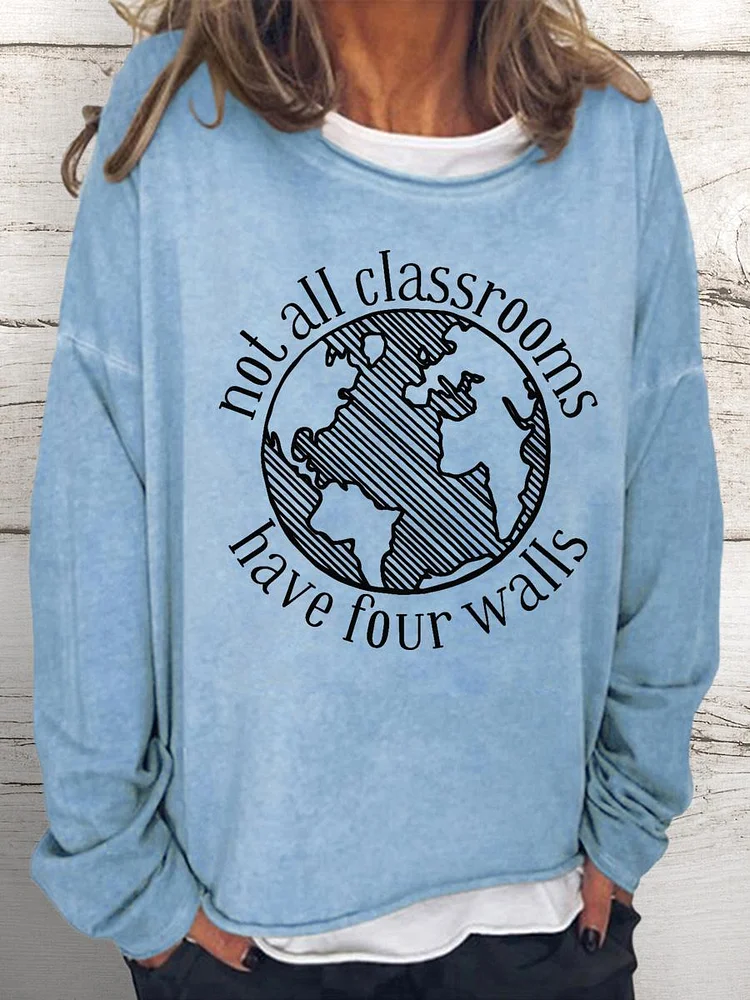 Not all classrooms have four walls Women Loose Sweatshirt