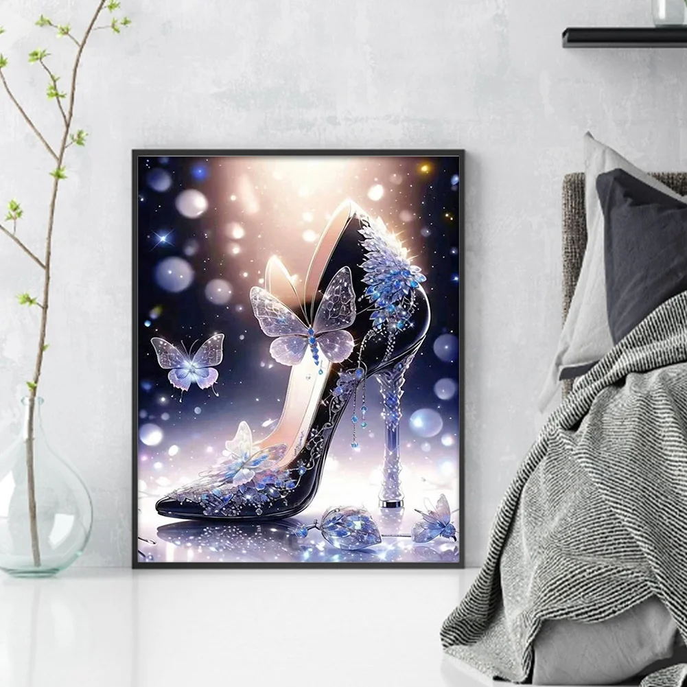 11CT Full Stamped&nbsp;Cross Stitch - Butterfly High Heels(Canvas|40*50CM)