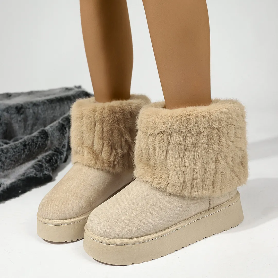 Breakj Breakj Autumn And Winter New Large-Size Lady Thick Bottom Snow Boots Thick Bottom Cylinder Plus Velvet Warm