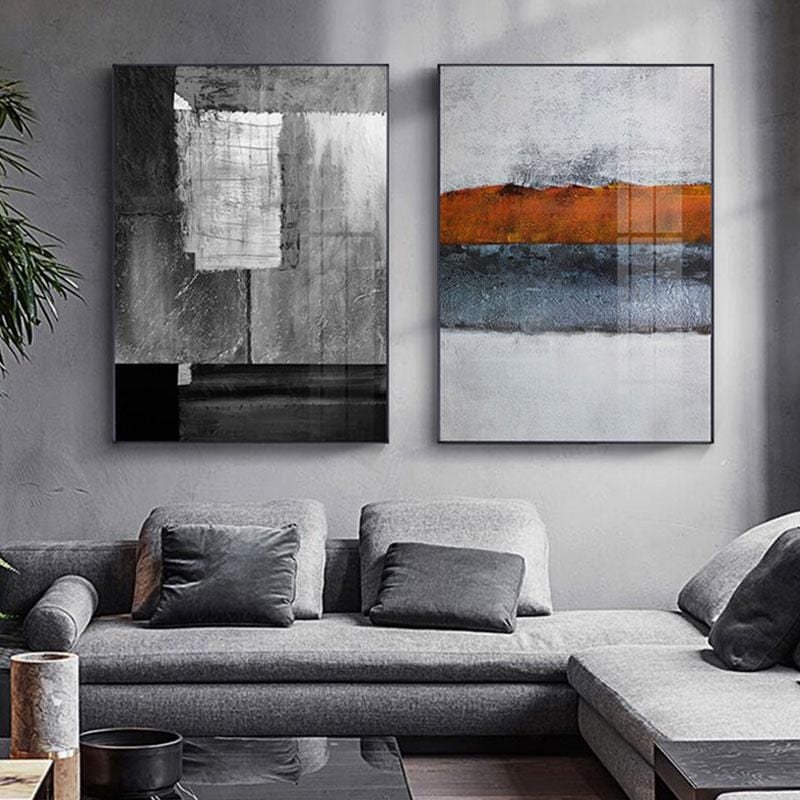 Abstract Grey Orange Canvas