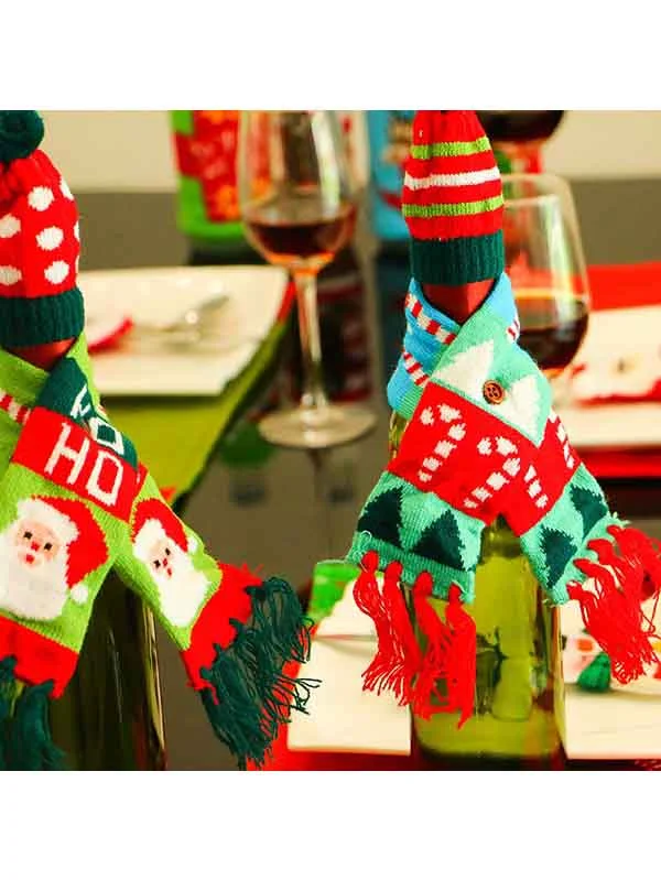 Christmas Wine Bottle Cover Knitted Decoration-elleschic