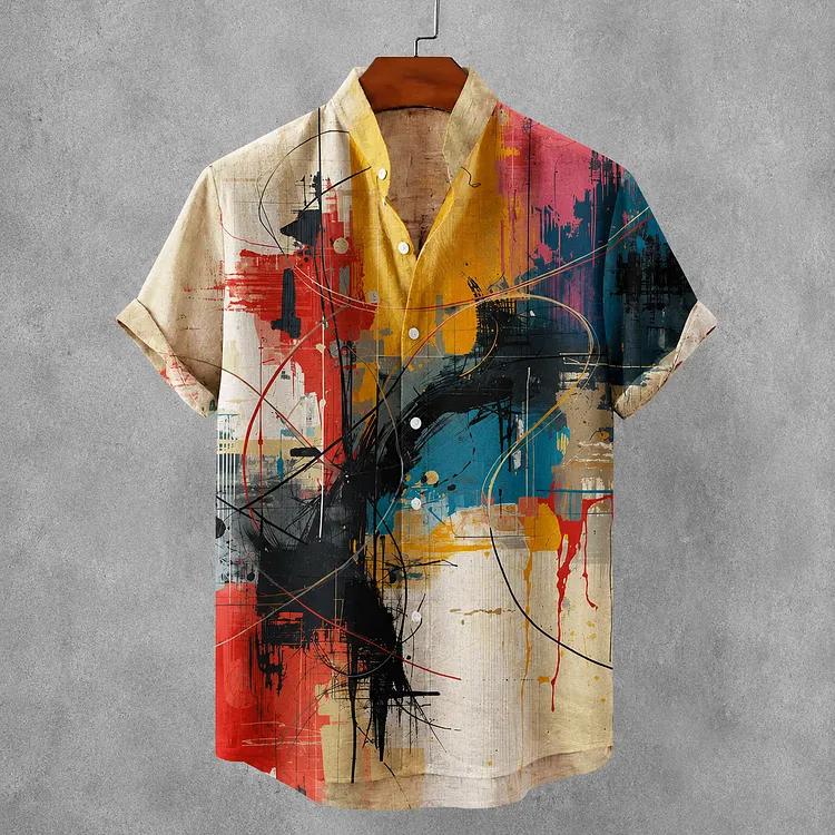 Men's Abstract Geometry Art Print Short Sleeve Shirt