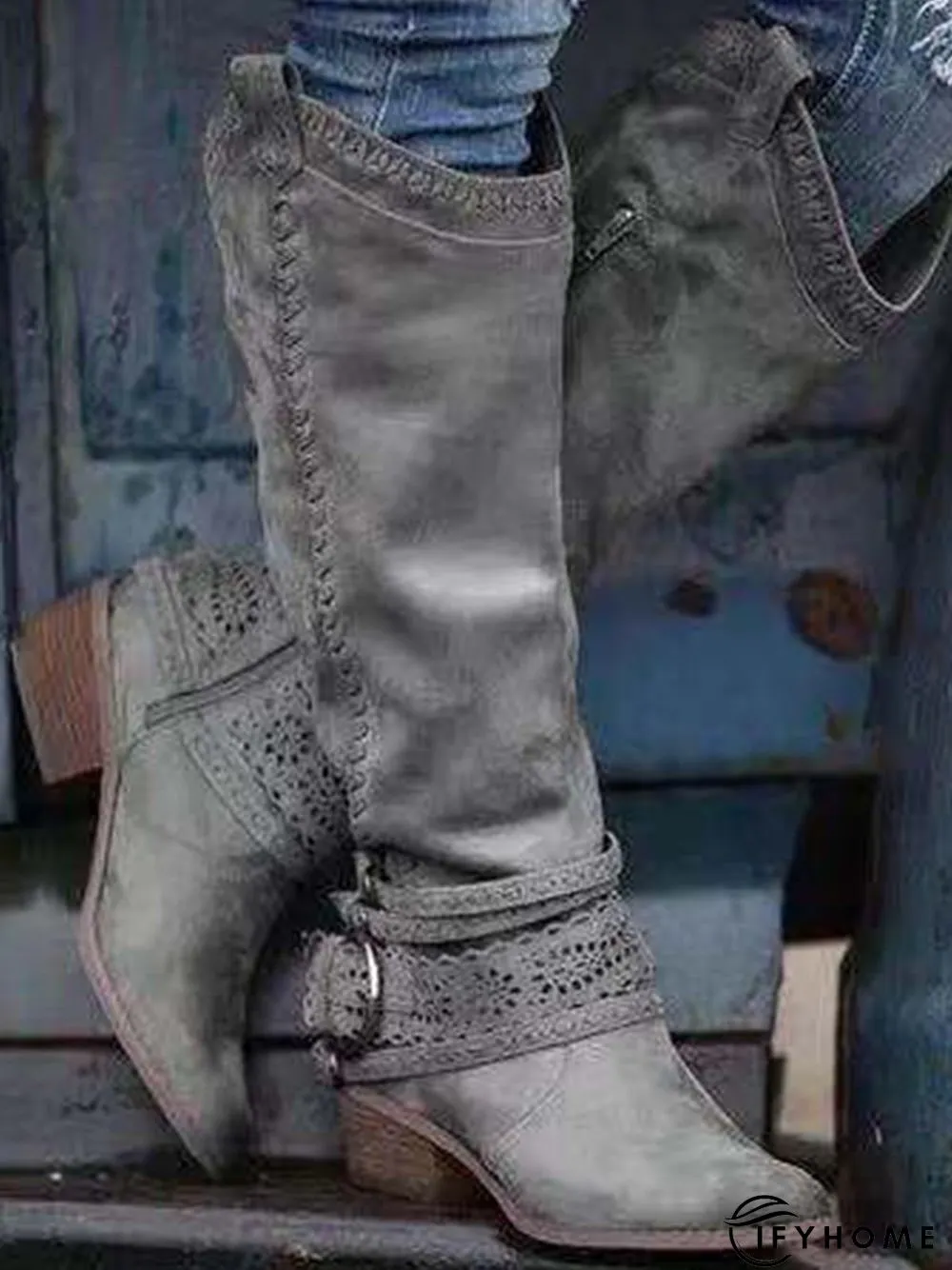 Daily Hollow-Out Spring Fall Cowboy Boot | IFYHOME