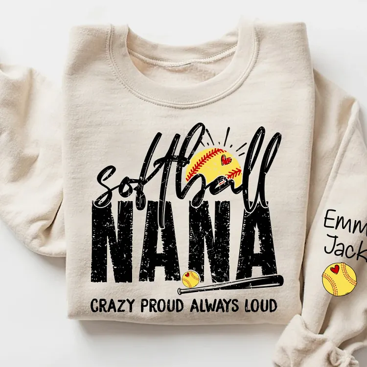 Custom Softball Nana SweatShirt, Personalized Sports Grandma Tee for Game Day