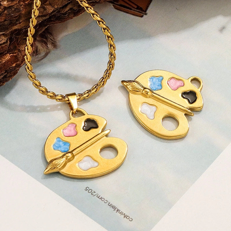 1 Piece 304 Stainless Steel Drawing Board Pendant Jewelry Accessories