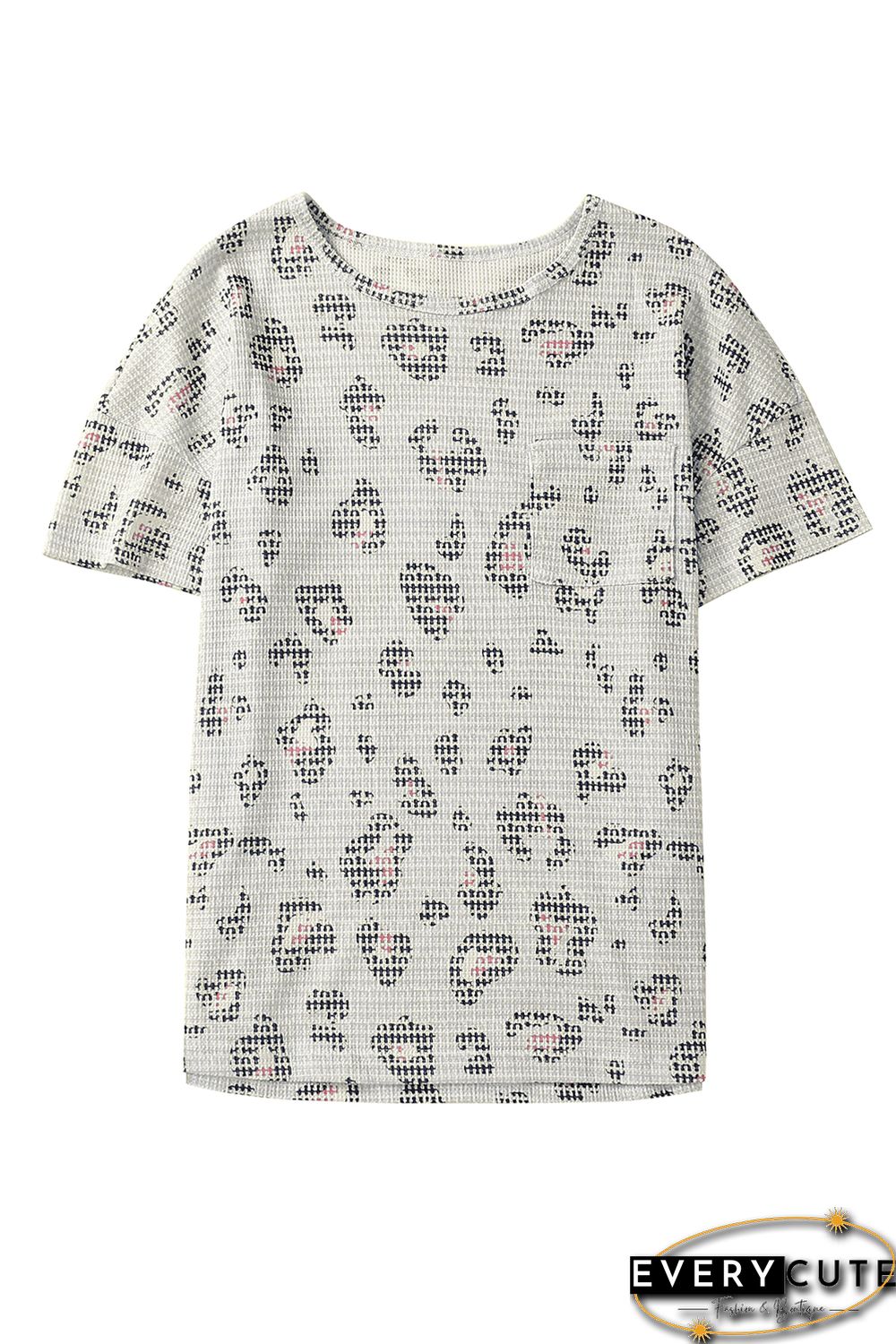 Leopard Waffle Knit Short Sleeve Top