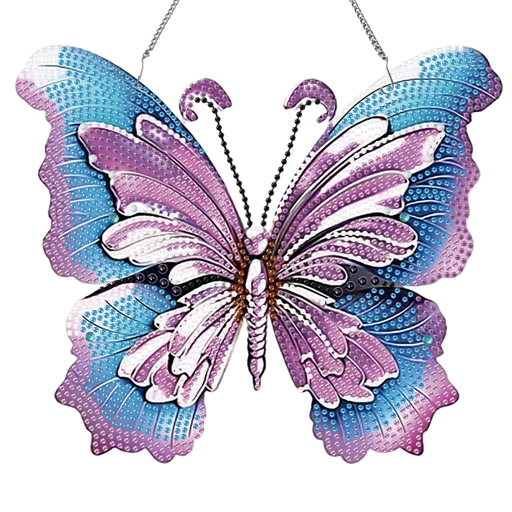 DIY Butterfly Single-Side Acrylic Diamond Painting Hanging Pendant for Art Crafts