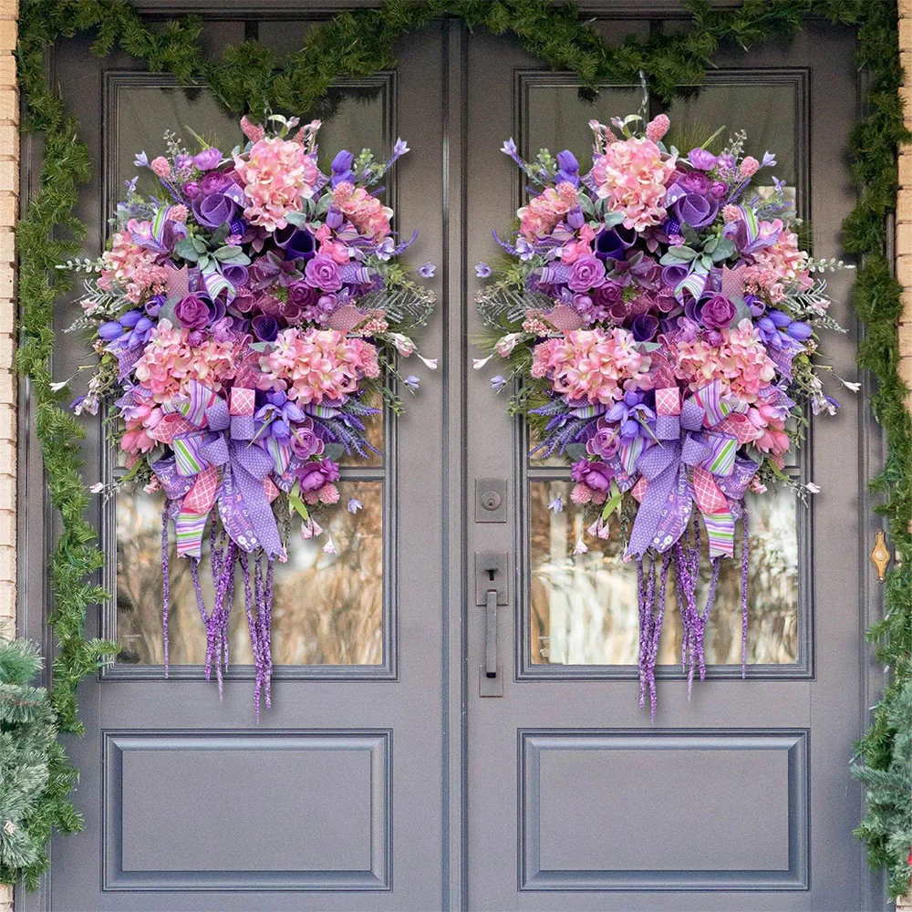 Simulation hydrangea natural rattan wreath props decoration