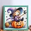 Halloween Witch And Pumpkin-11CT Stamped Cross Stitch 40*40cm/15.75*15.75in tapestrymarket