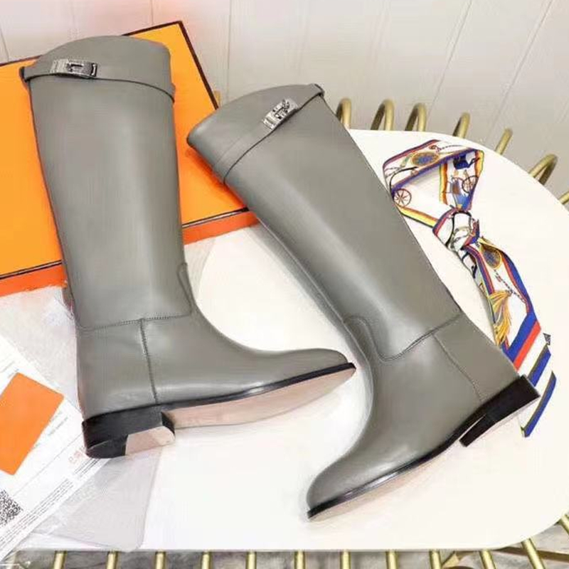 TAAFO Unisex Solid Color Ridding Boots Long Women Knight Knee High Boots Flat Round Toe Shoes