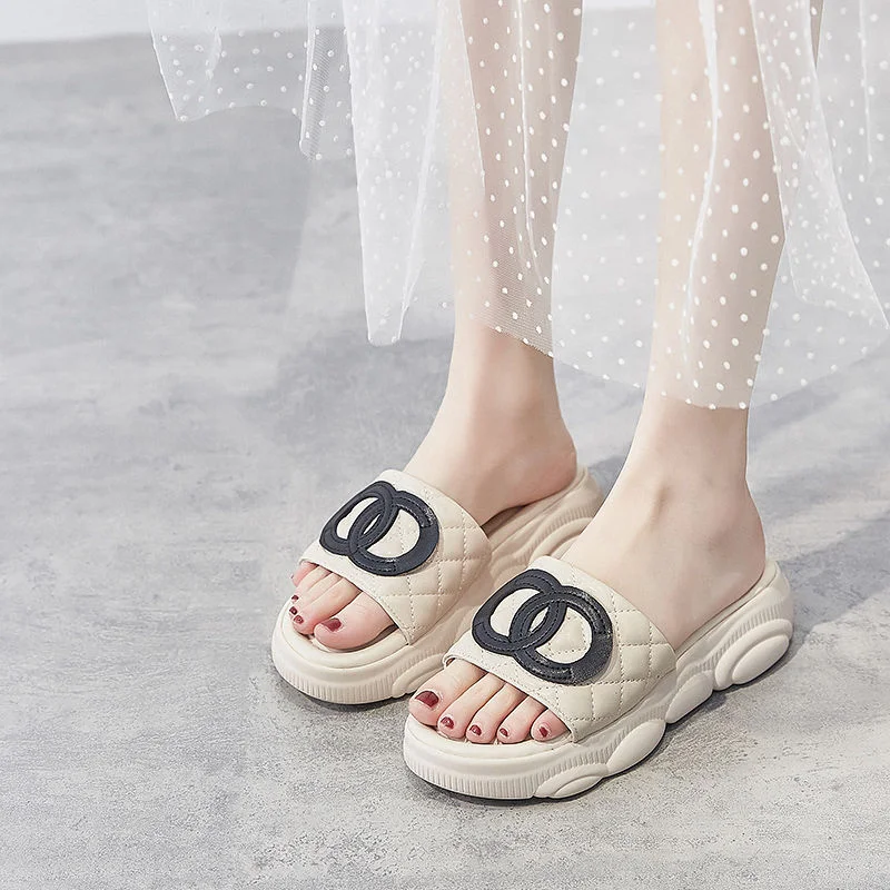 Wongn Wongn Red Slippers Female Wear Summer Fashion Versatile With Thick Bottom Small Fragrant Wind Summer Slippers 21 New