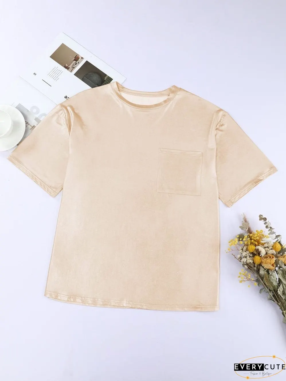 Apricot Silky Oversized Pocket Tee