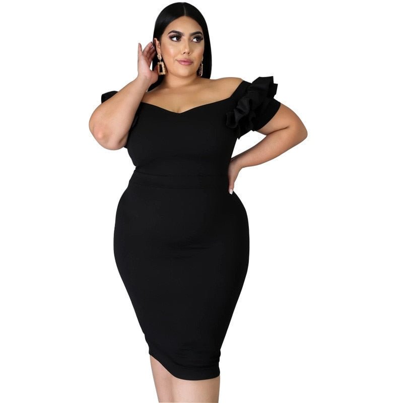 Plus Size Dress Women Wholesale Pleated Off Shoulder Solid Above Knee Casual Mini Dresses for Women Summer 2021 Dropshipping