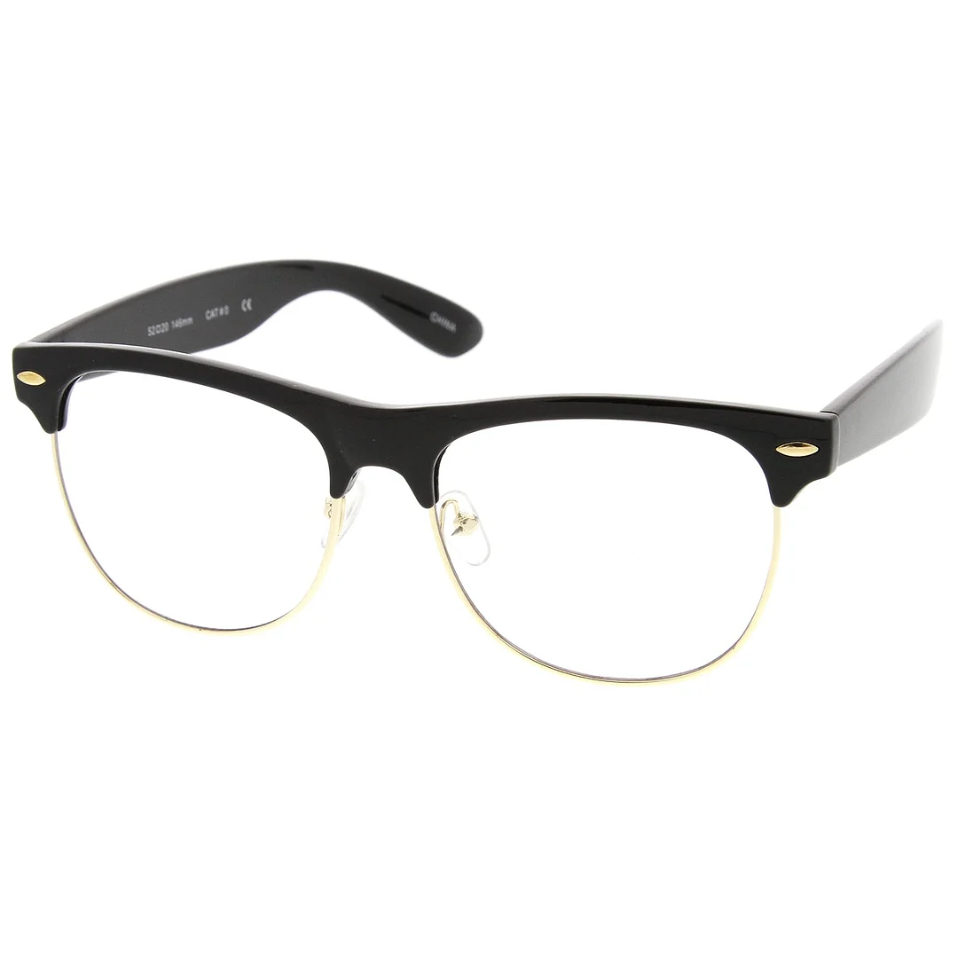 Classic Horn Rimmed Clear Lens Half Frame Glasses 56mm