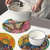 4Pcs Wooden Butterfly Flower Plant DIY Diamond Painting Placemats with Holder