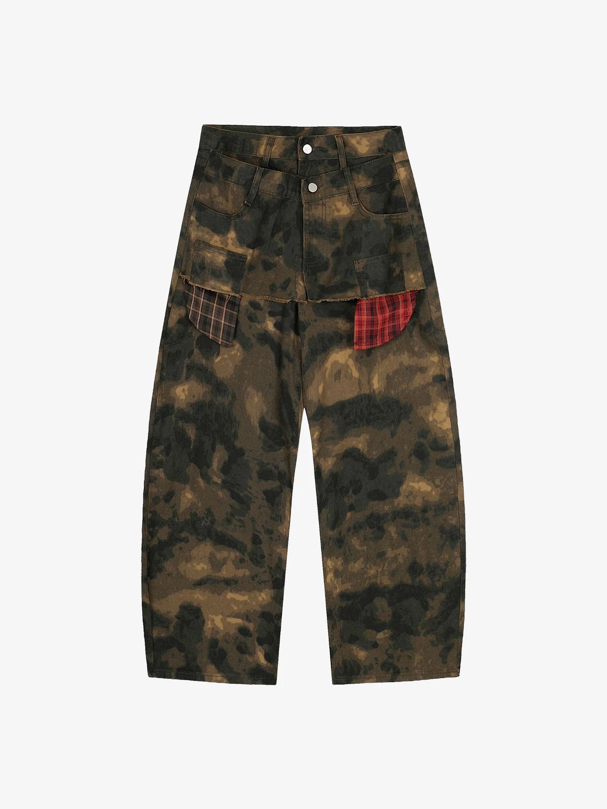 Camouflage Act Chic Washed Deconstructed Camo Jeans Front