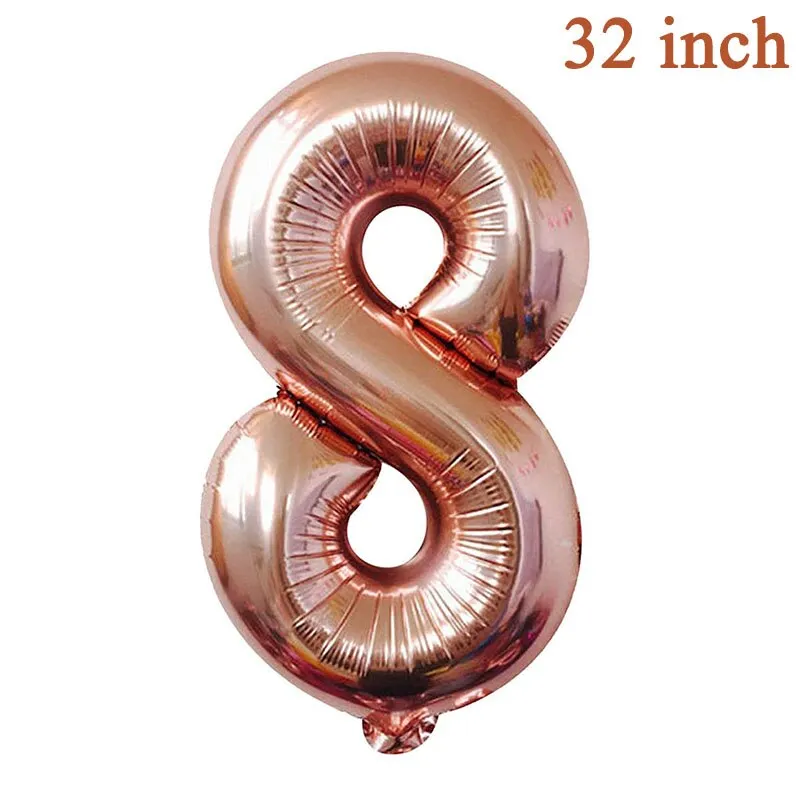 Rose Gold Number Foil Balloon Party Decorations Wedding Happy Birthday Party Kids Baby Shower Boy Girl Decor First 1st Supplies
