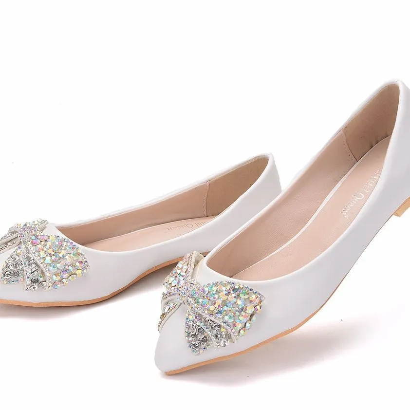 Breakj Breakj New Summer Autumn Korean Version Of AB Water Drill Women's Shoes Bow Head Shallow Single Shoes Women's Flat Shoes