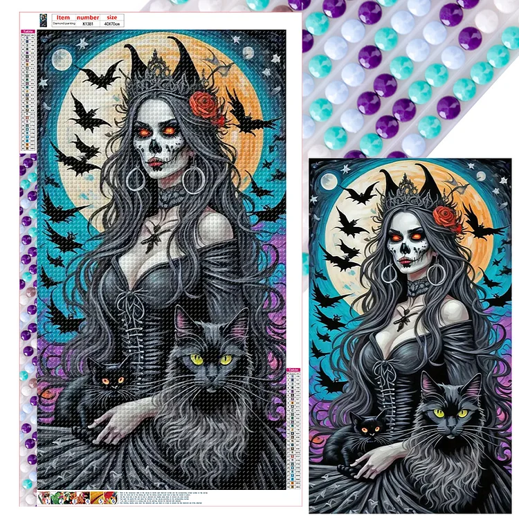 Dark Skeleton Queen 40*70CM (Canvas) Full Round Drill Diamond Painting gbfke