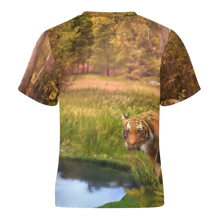 Girls Short Sleeve Tiger Graphic Tee