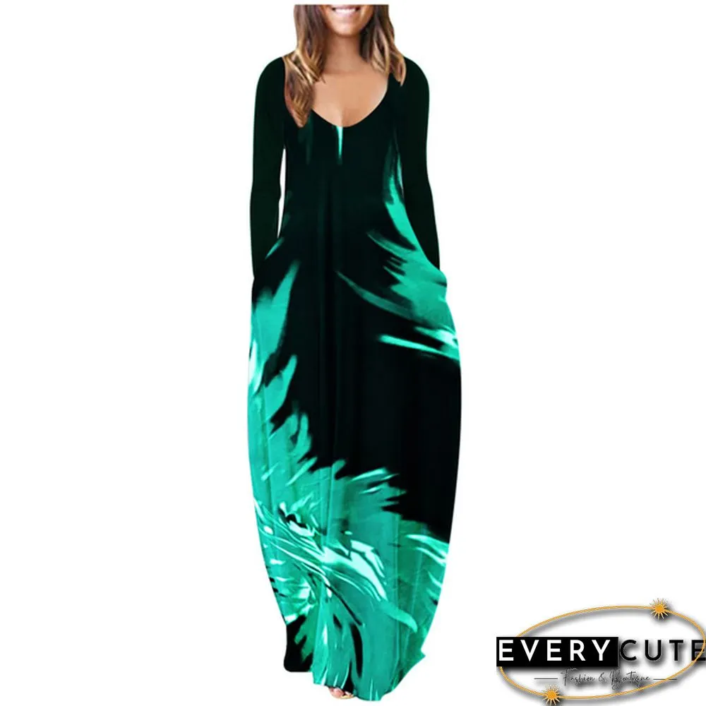 Womens loose dress bohemian holiday prom kaftan maxi oversized tunic kleid floral cotton