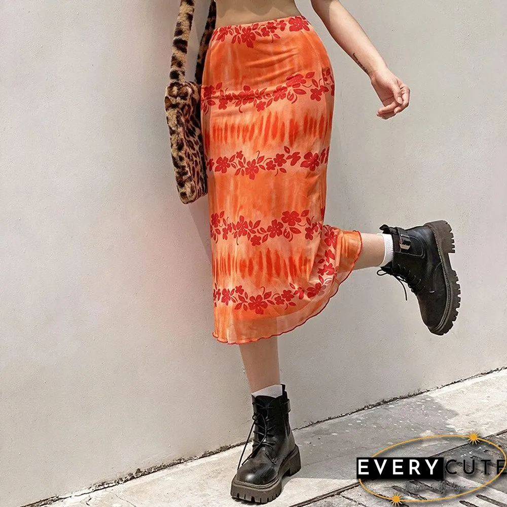 Fashion Summer Women Boho Beach Casual Style Skirts Female High Waist Floral Printing