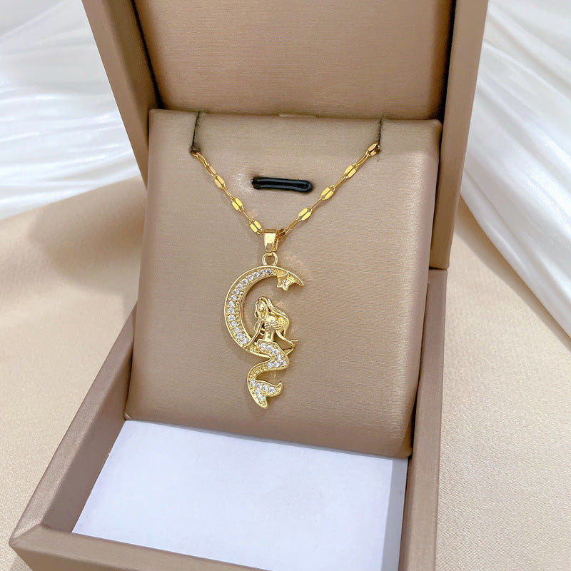 Moon Geometric Stainless Steel Stainless Steel Necklaces