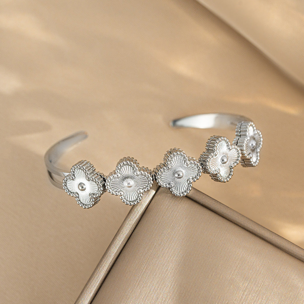 Bracelet Women Titanium Steel Stainless Steel Laser Bracelet Inlaid Diamond Simple Fashion Bracelet