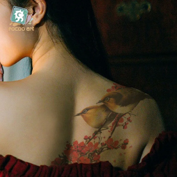 Free shipping colorful flower tree tattoo design temporary tribal sexy body tattoo sticker shoulder arm leg waterproof tattoo.