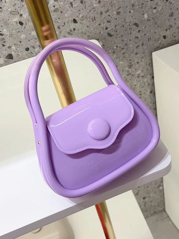 Solid Color Chains Satchels Crossbody Bags LIGHT PURPLE-One_size