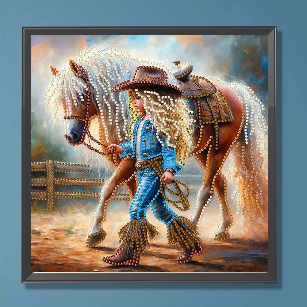 Diamond Painting - Partial Special Shaped Drill - Cowboy Girl(Canvas|30*30cm)