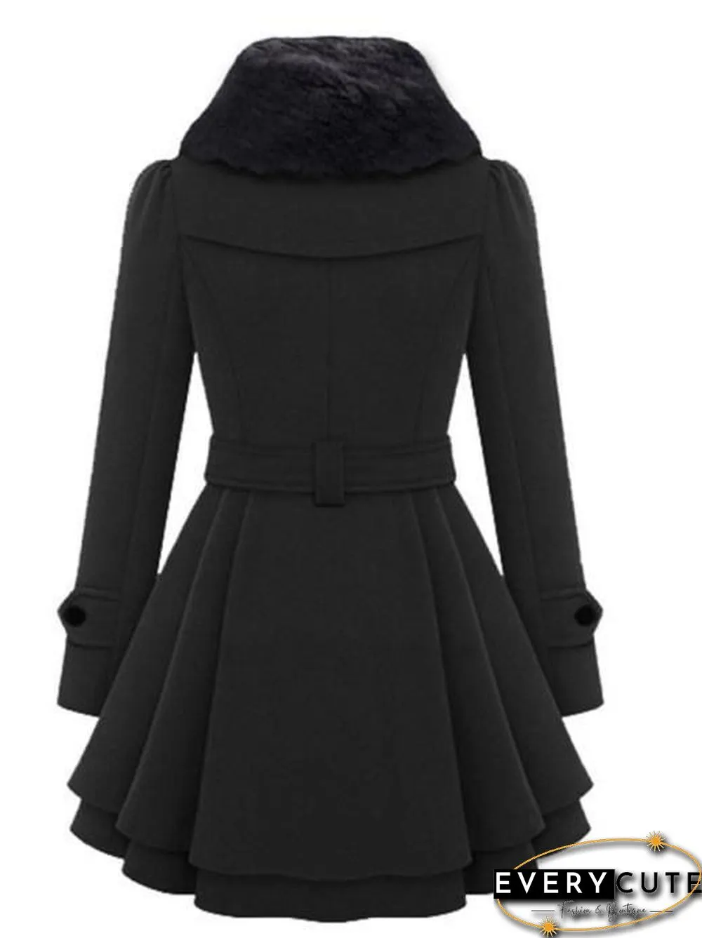 Fold-Over Collar Plain Coat