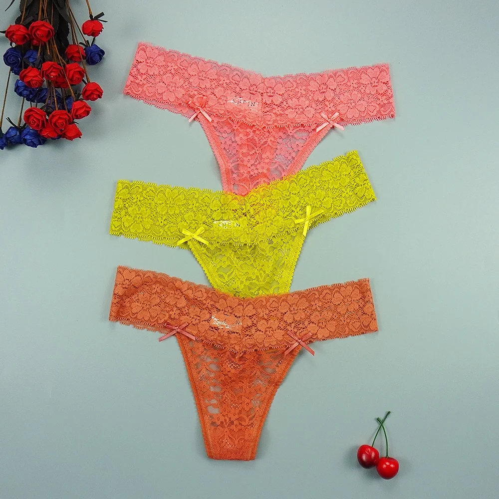 Billionm Sexy Full Lace Panties Women Thongs Hollow Out String Transparent Seamless Underpants Tangas Super Low Waist T-back