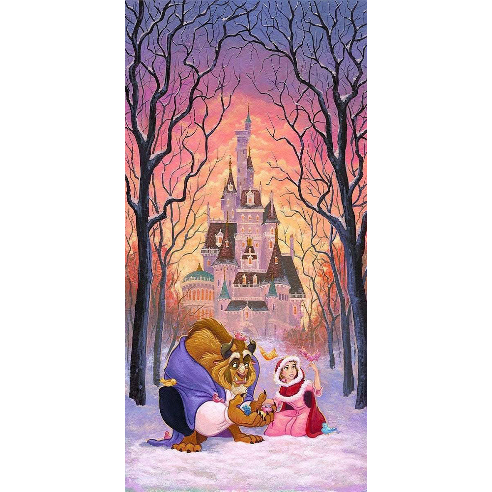 Beauty And The Beast 30*60CM(Canvas) Full Round Drill Diamond Painting gbfke